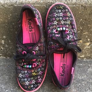 KEDS black and pink shoes with glitter stars